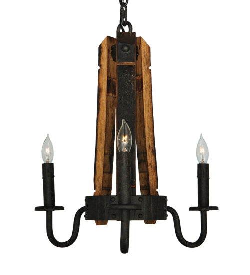 Barrel Stave Chandelier Madera 3 Light 17" 133299