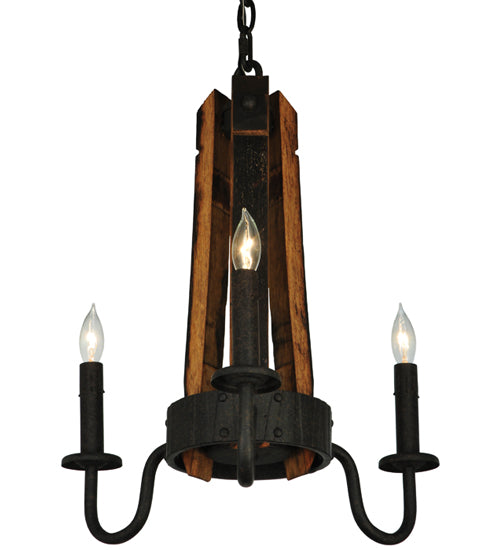 Barrel Stave Chandelier Madera 3 Light 17" 133299
