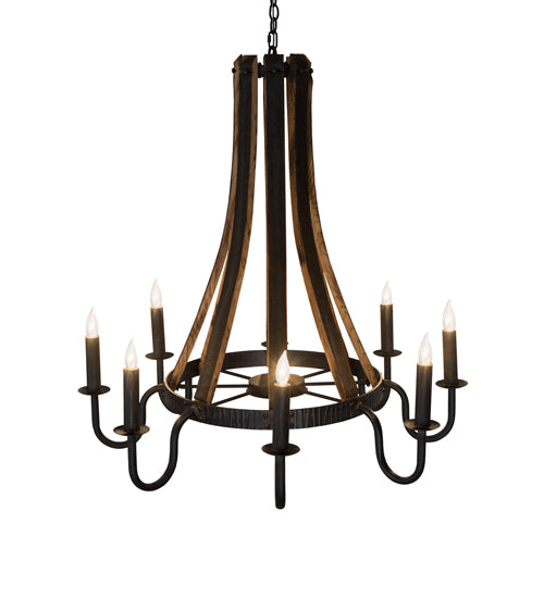 Barrel Stave Chandelier Madera 8 Light 43" 180364