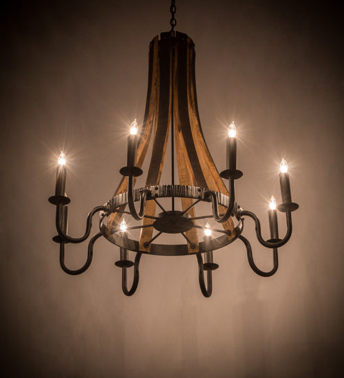 Barrel Stave Chandelier Madera 8 Light 43" 180364