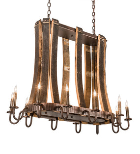Barrel Stave Chandelier Madera 12 LT Oblong 40