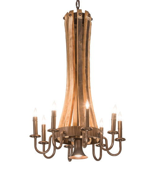 Barrel Stave Chandelier Madera 8 LT 20" Wide 197593