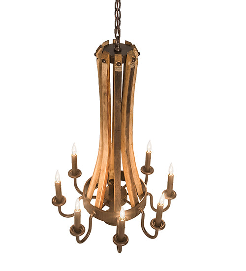 Barrel Stave Chandelier Madera 8 LT 20" Wide 197593
