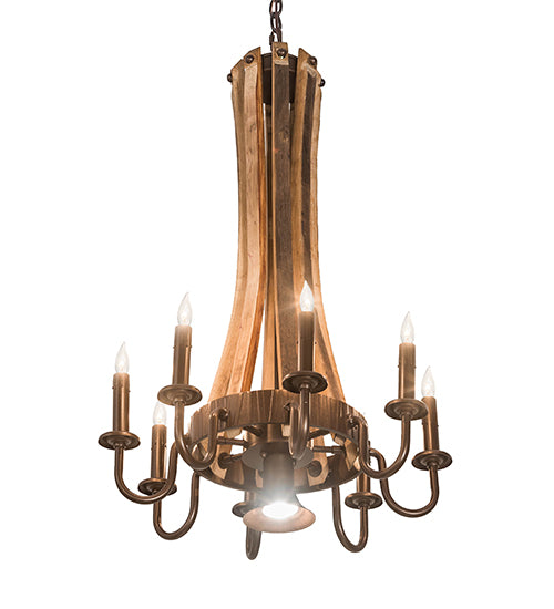 Barrel Stave Chandelier Madera 8 LT 20" Wide 197593