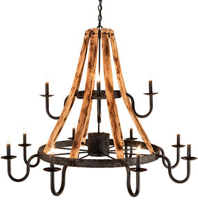 Barrel Stave Chandelier Madera 12 Light 54
