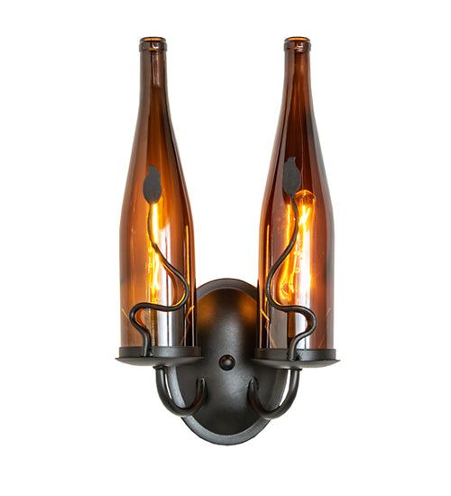 9" Wide Tuscan 2 Light Wine Bottle Wall Sconce 252692