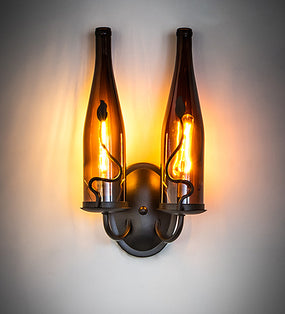 9" Wide Tuscan 2 Light Wine Bottle Wall Sconce 252692