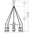 49er 8 Lantern Wagon Wheel Chandelier 752-S-48