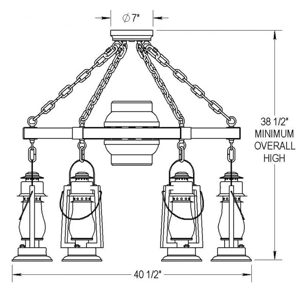 Wagon Wheel Chandelier 6 Lantern 772-S-46