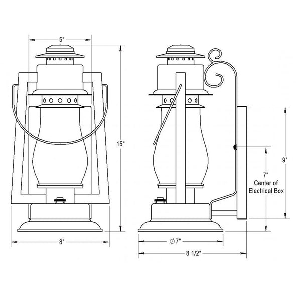 Pioneer Lantern Scroll Arm Sconces