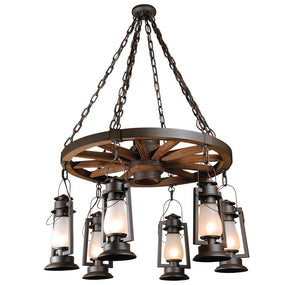 Wagon Wheel Chandelier 6 Lantern 772-S-46