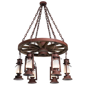 Wagon Wheel Chandelier 6 Lantern 772-S-46