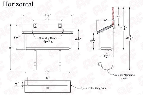 Diamonds Mailbox - AF-3142 HORIZONTAL