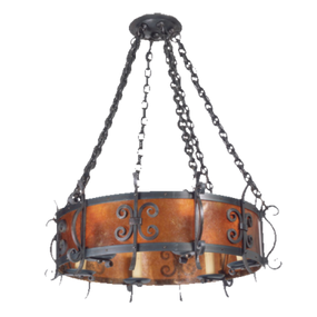 Vintage Iron LF524 Large Rancho Chandelier Mica Lamp
