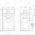 Technical drawing of a small electrical box with dimensions 